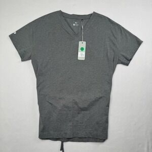 Levelwear Verve Paige Top Heather Steel Grey V-Neck Back Tie Tshirt Womens Small